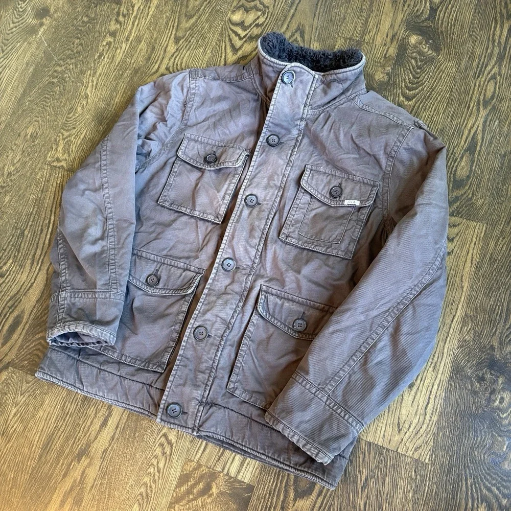 VTG Kirra Mens Sherpa Lined Corduroy Barn Jacket Brown XL Heavyweight Coat Y2K